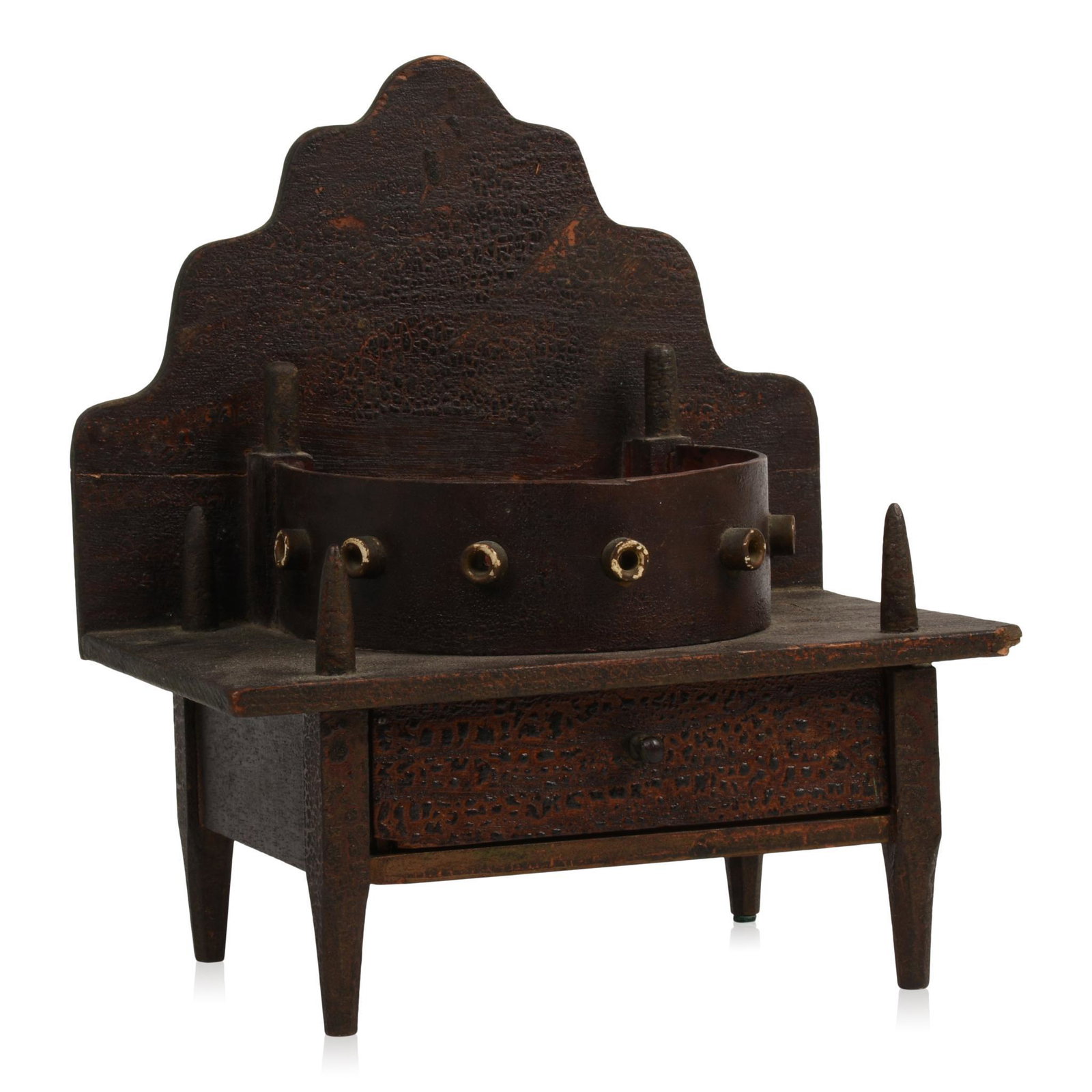 19th Century Sewing Box.: Height 11.25 inches, width 9.75 inches, depth 6.5 inches. As found condition.