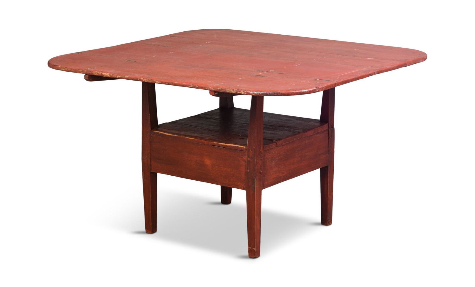 New England Hutch Table in Old Red Paint. (1 of 3)