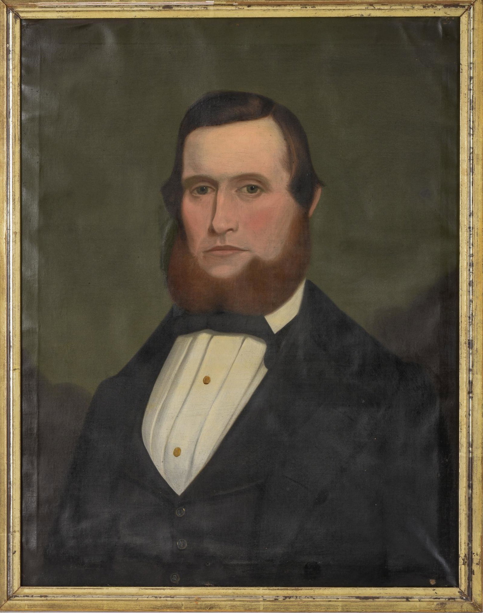 19th Century Portrait of a Man.: Oil on canvas, 26 x 21 inches. Untouched condition, one small patch to rear. Contemporary frame.