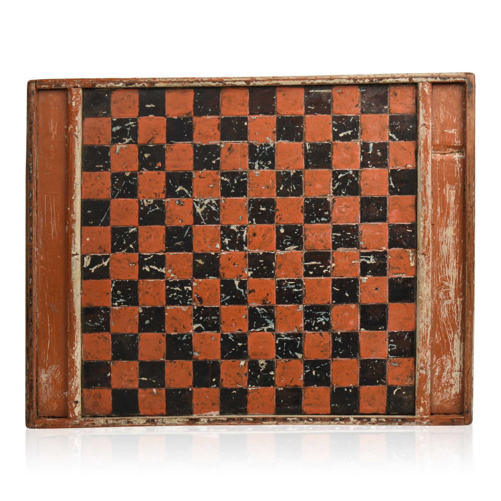 Checkerboard in Orange Paint, Possibly Canadian.: Double sided, 19 x 14.75 inches.