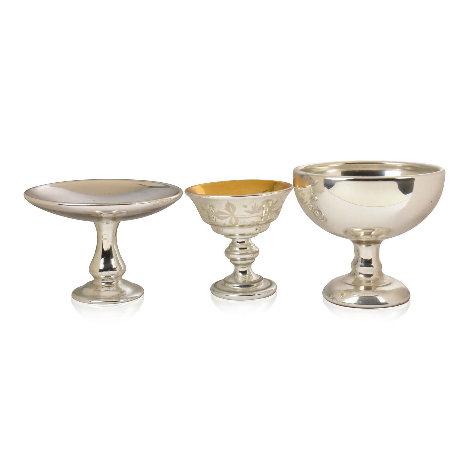 Three Mercury Glass Compotes (1 of 4)