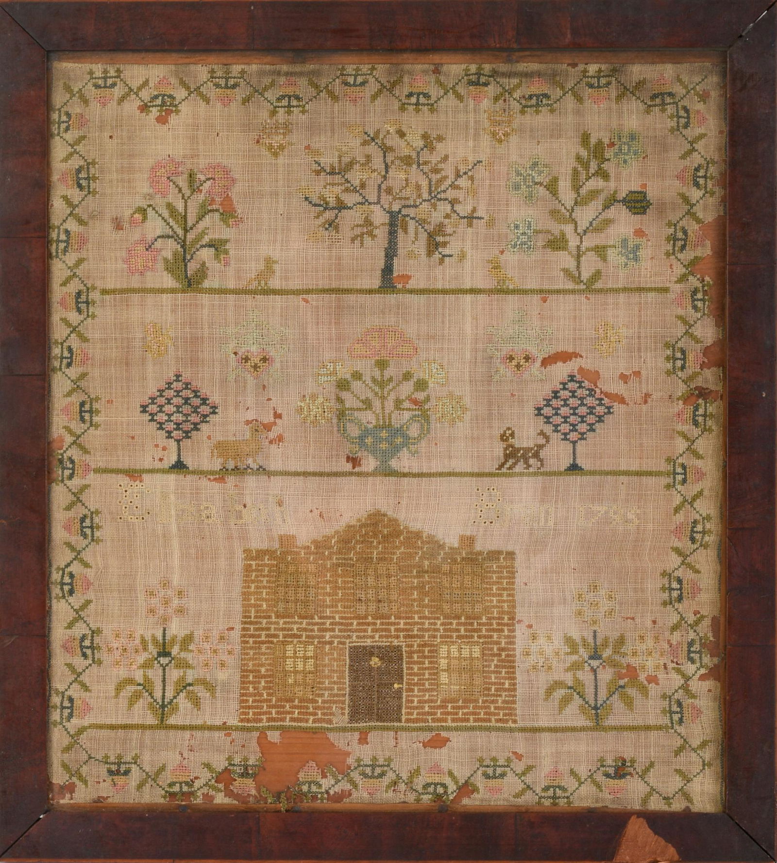 1795 Schoolgirl Sampler. (1 of 2)