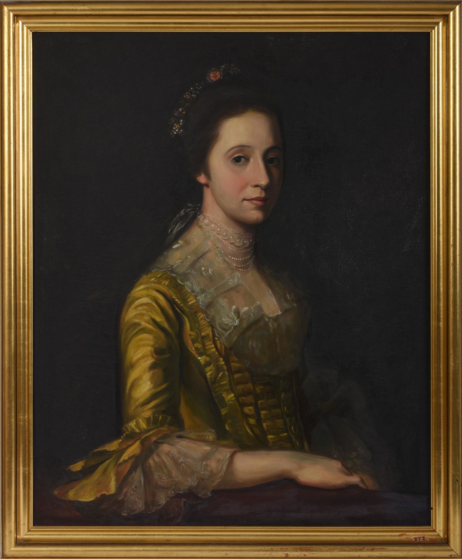 Maude Eggemeyer. Portrait of Margaret Harwood.: After the original by John Singleton Copley, oil on canvas, 30 x 25 inches, signed and dated 1938 on verso.