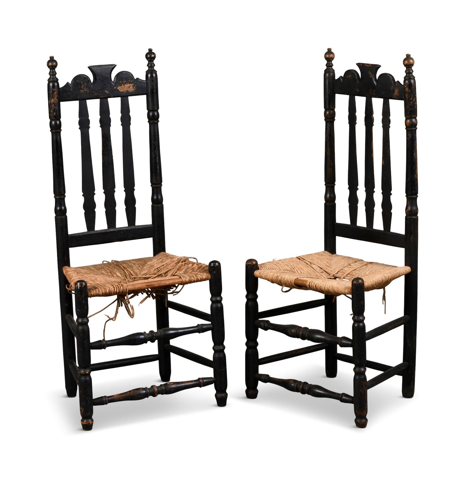 Pair of William and Mary Banister Back Side Chairs. (1 of 4)