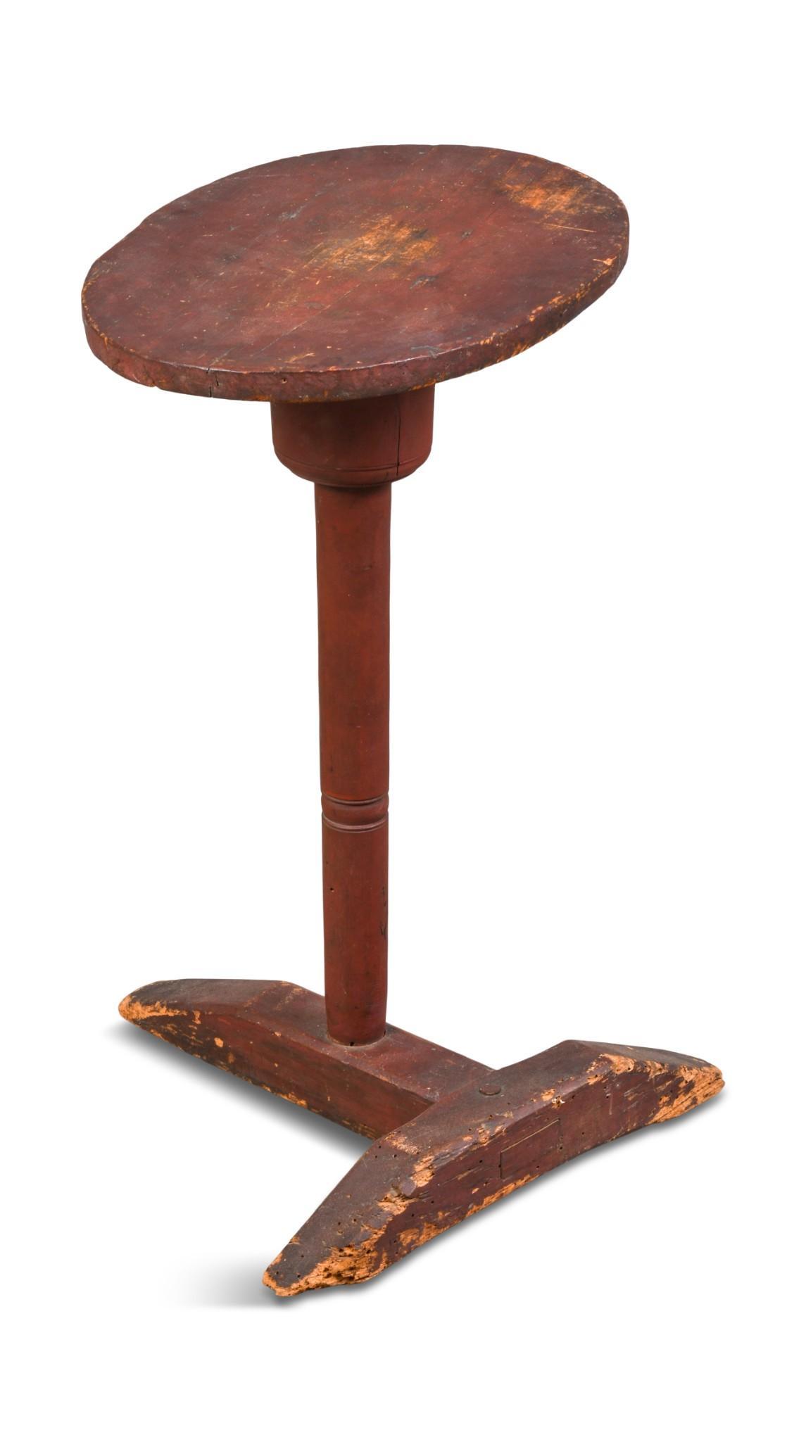 Early 18th Century New England Pine Candlestand in Red Paint. (1 of 4)
