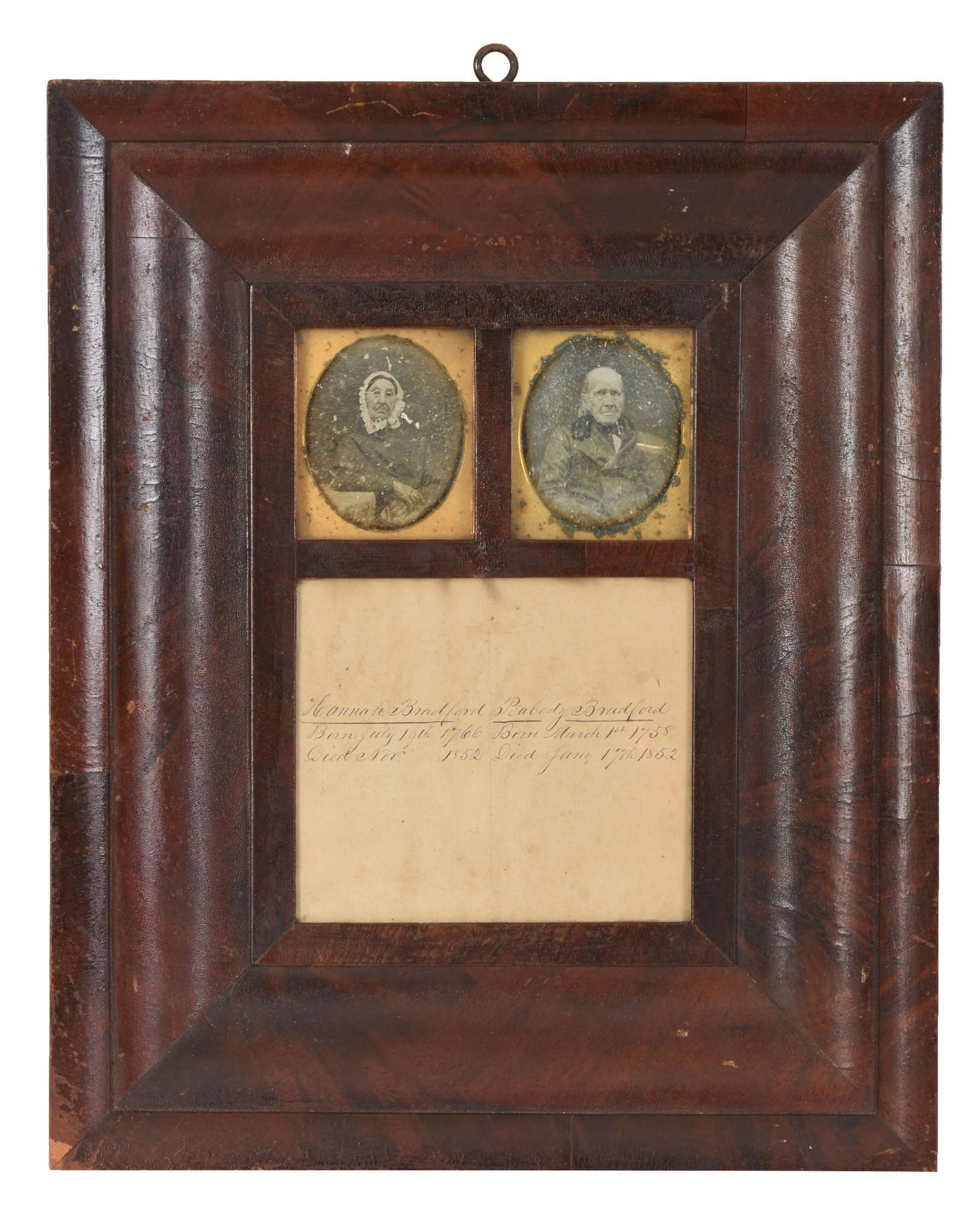 Framed Daguerrotypes of Peabody and Hannah Bradford. (1 of 2)