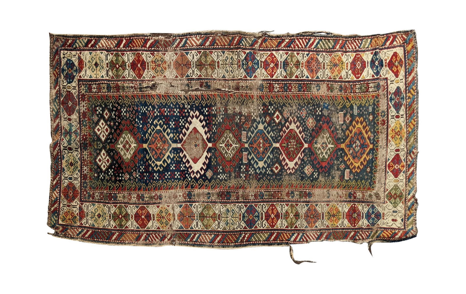 Antique Caucasian Rug: 41 x 86 inches.