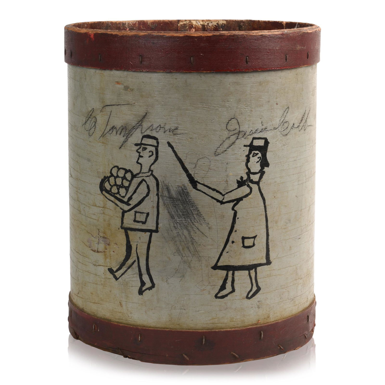Folk Art Painted Firewood Pail. (1 of 4)