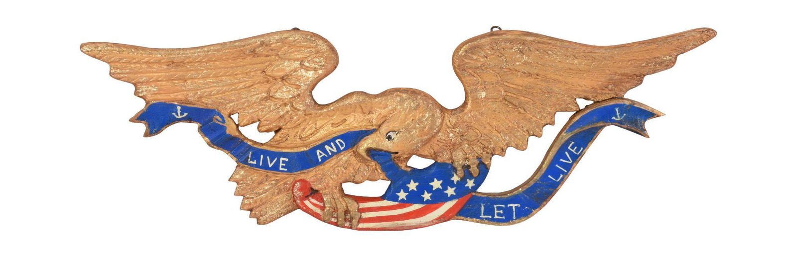 Carved and Painted Eagle Wall Placque. (1 of 2)
