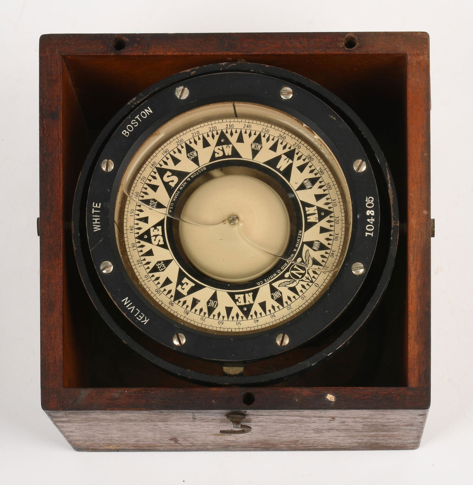Kelvin White Cased Gimbaled Compass. (1 of 3)
