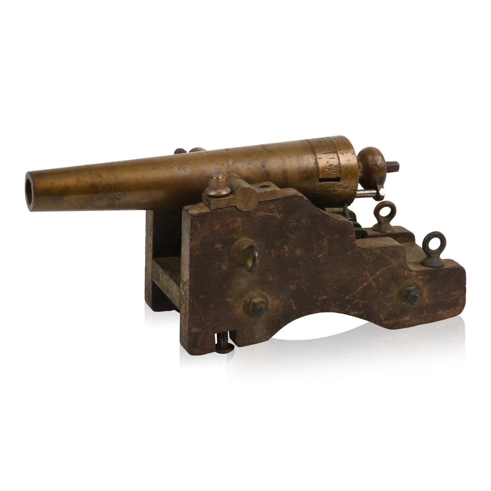 Strong Firearms Co Bronze Signal Cannon: Stamped Strong F. A .Co., New Haven, Conn., length 12 inches. (some small pins replaced)