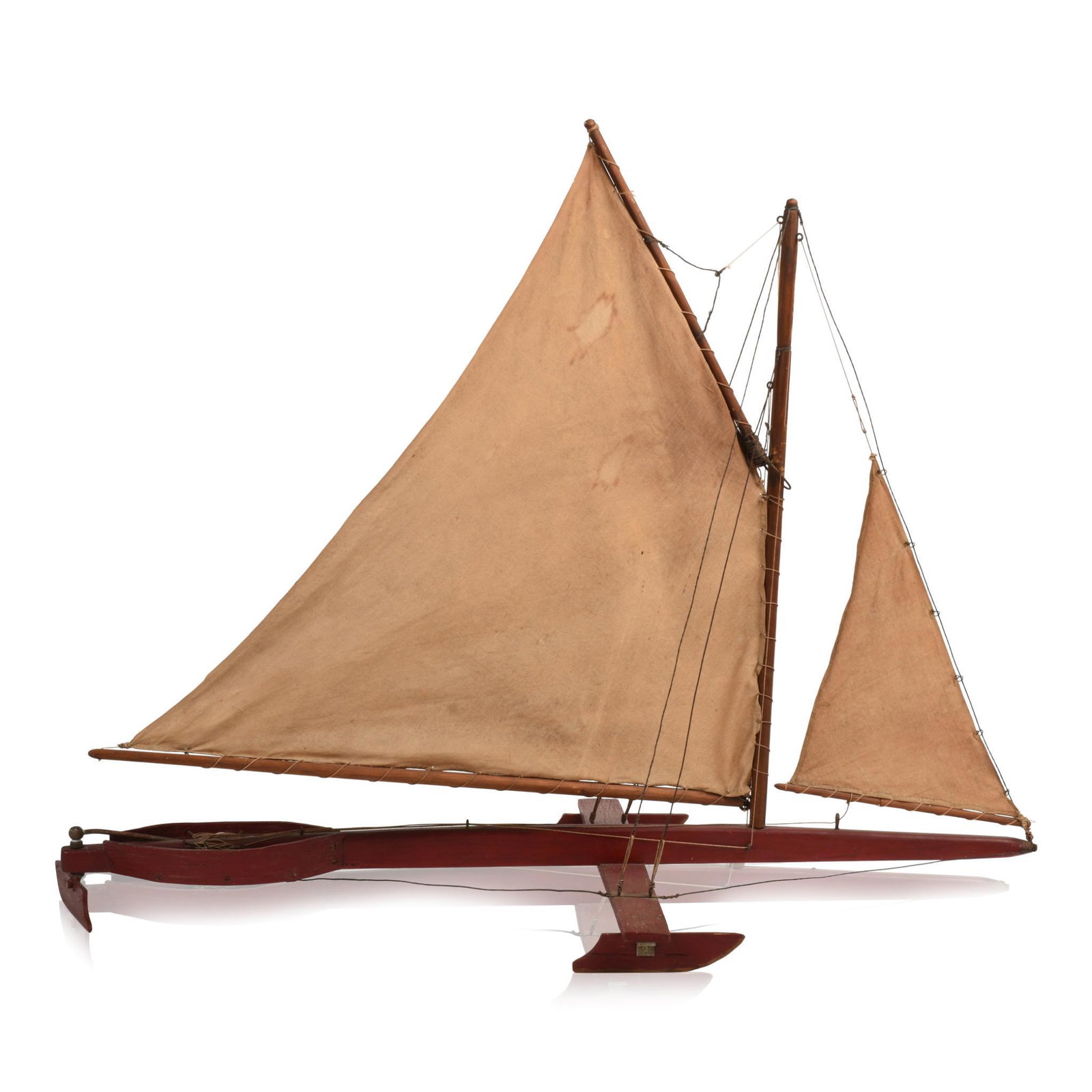 Folk Art Ice Boat Model.: Length 30 inches, height 20 inches, fully rigged.