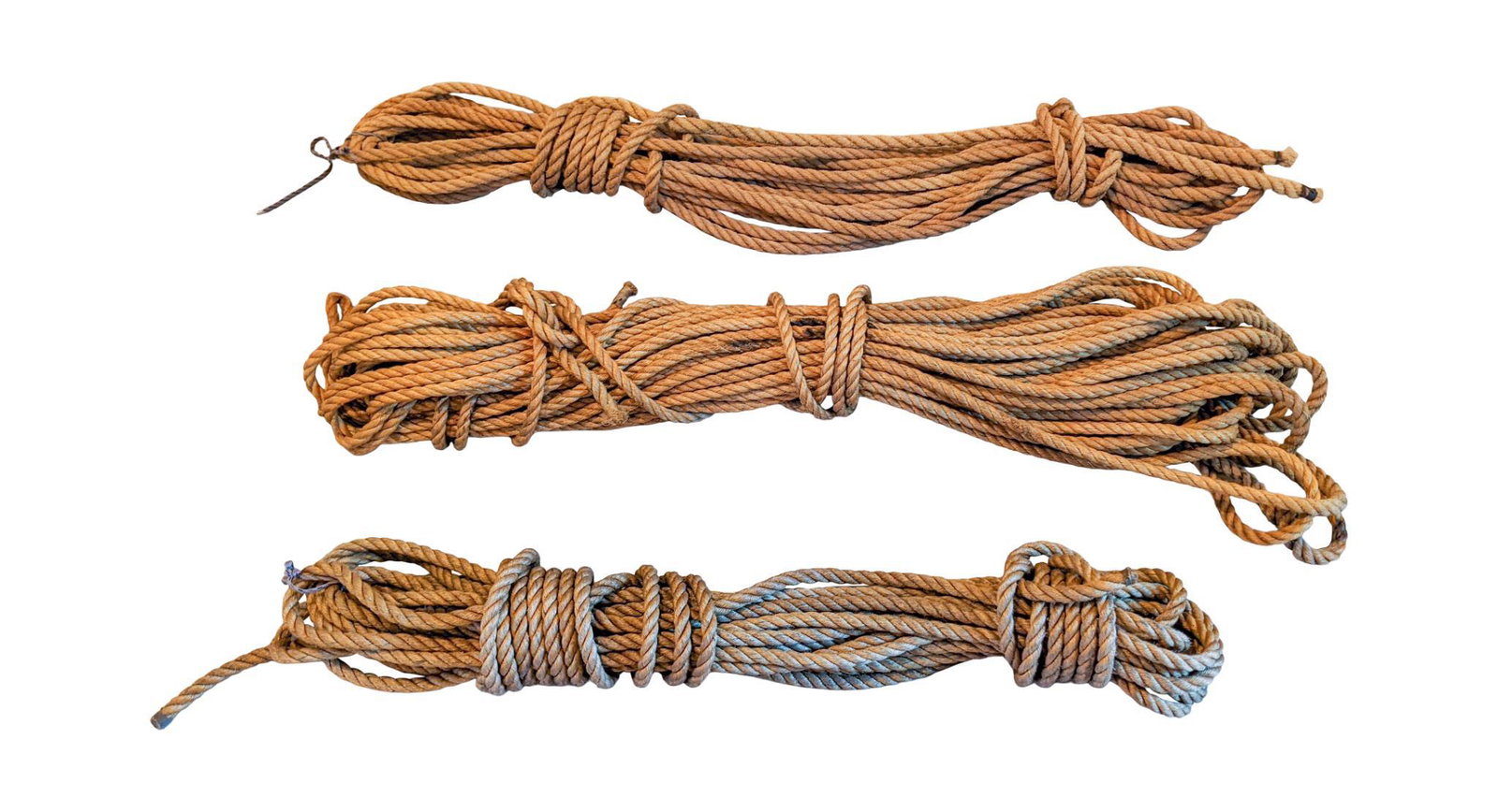 Three Coils of Nautical Rigging Rope.: Each 50 feet long, 3/4 inch diameter.