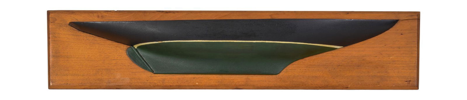 Half Hull Boat Model in Green and Black Paint. (1 of 2)