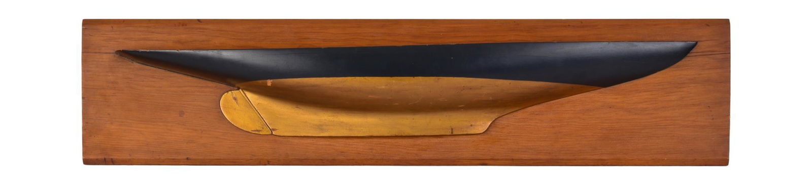 Half Hull Boat Model in Gold and Black Paint. (1 of 2)