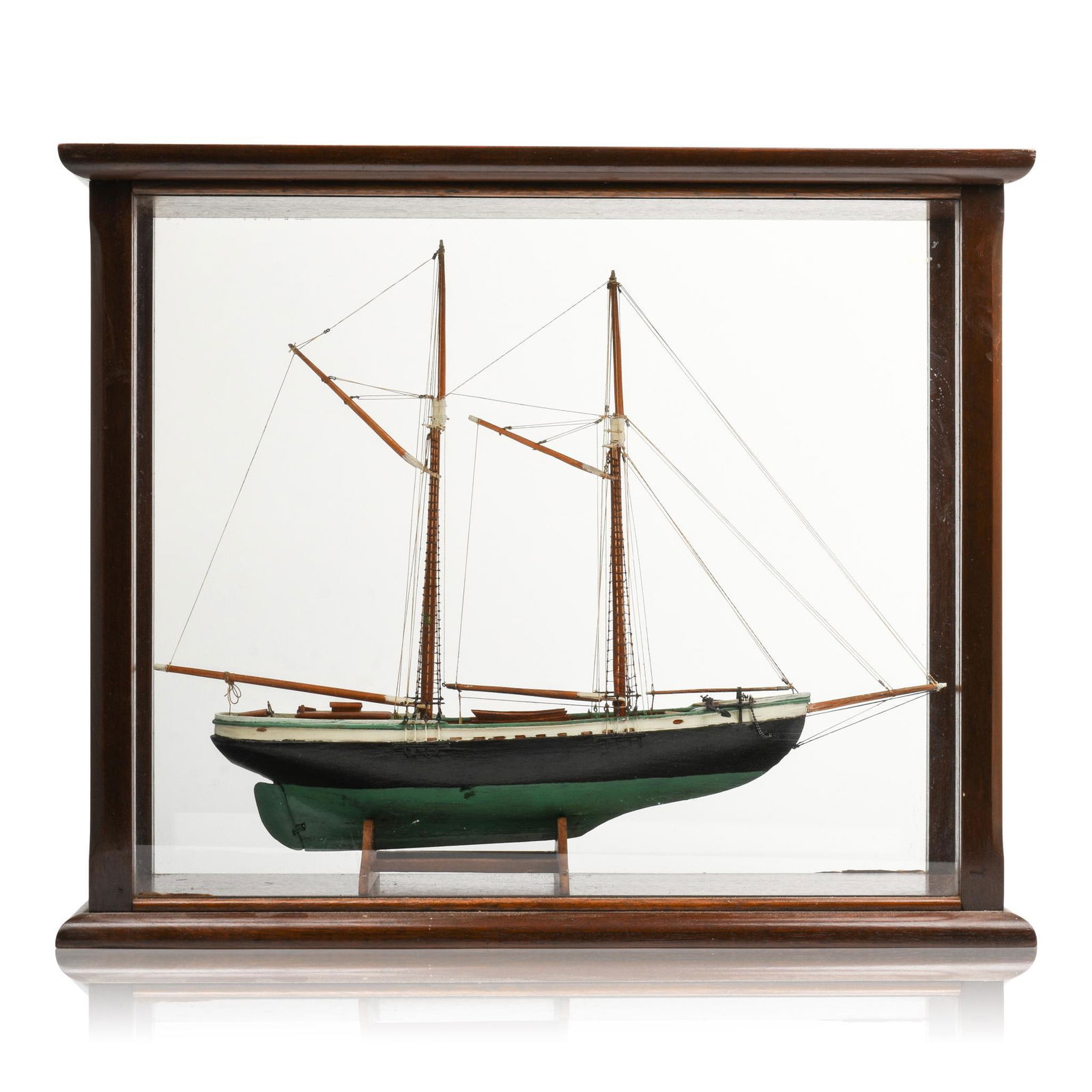 Small Cased Model of a Two Masted Schooner. (1 of 2)