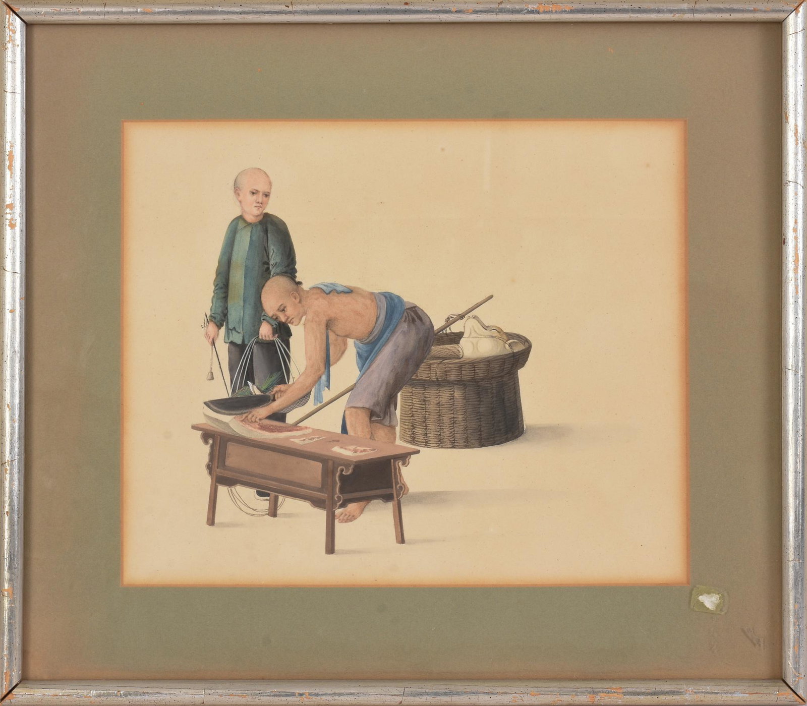 China Trade Watercolor of a Merchant.: 9 x 11 inches, sight. Framed, 14 x 15.75 inches.