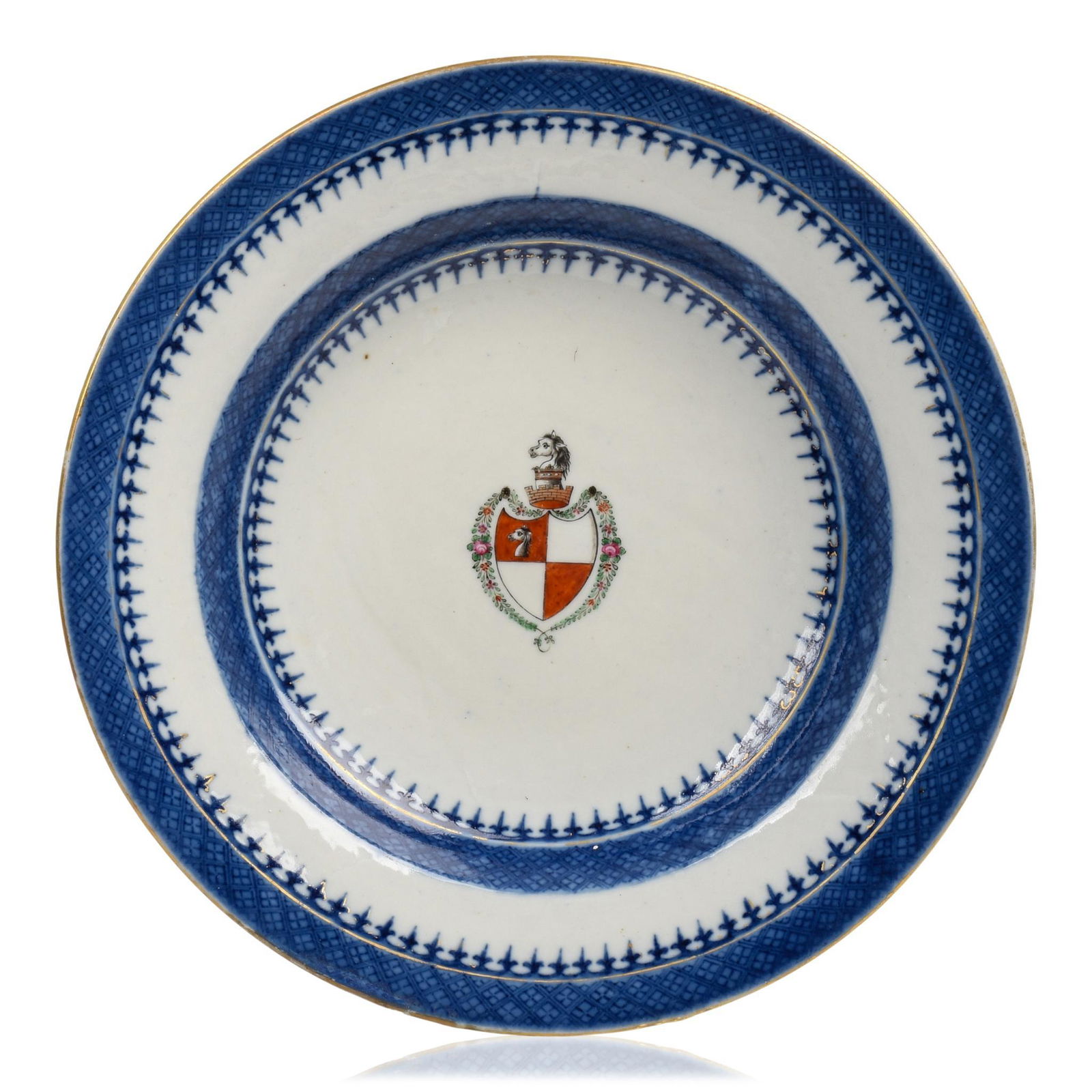 Chinese Export  Armorial Soup Bowl With Arms of Marsh. (1 of 2)