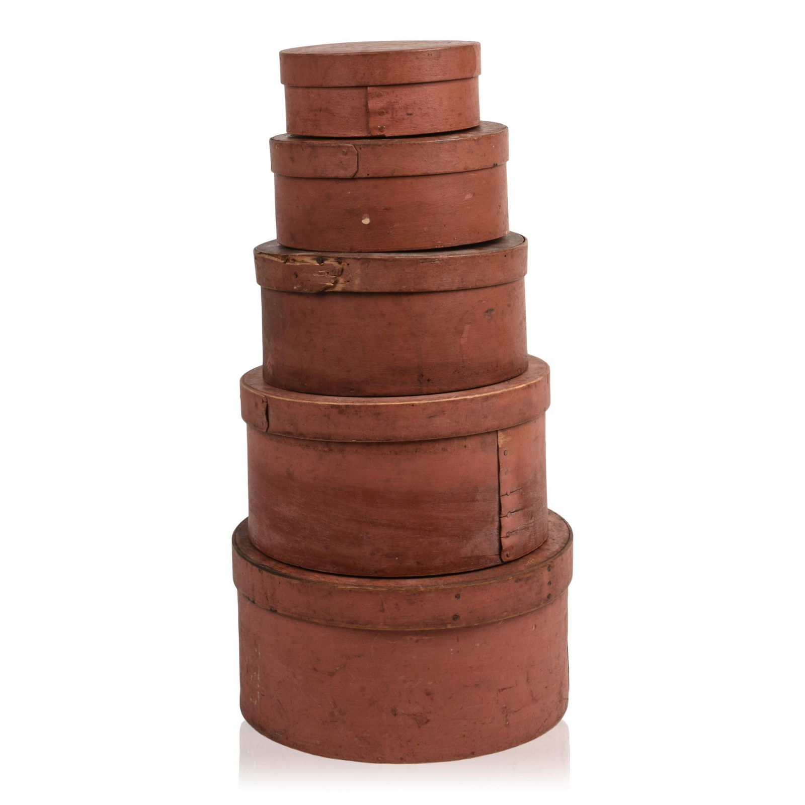 Five Nesting Pantry Boxes in Red Paint. (1 of 5)