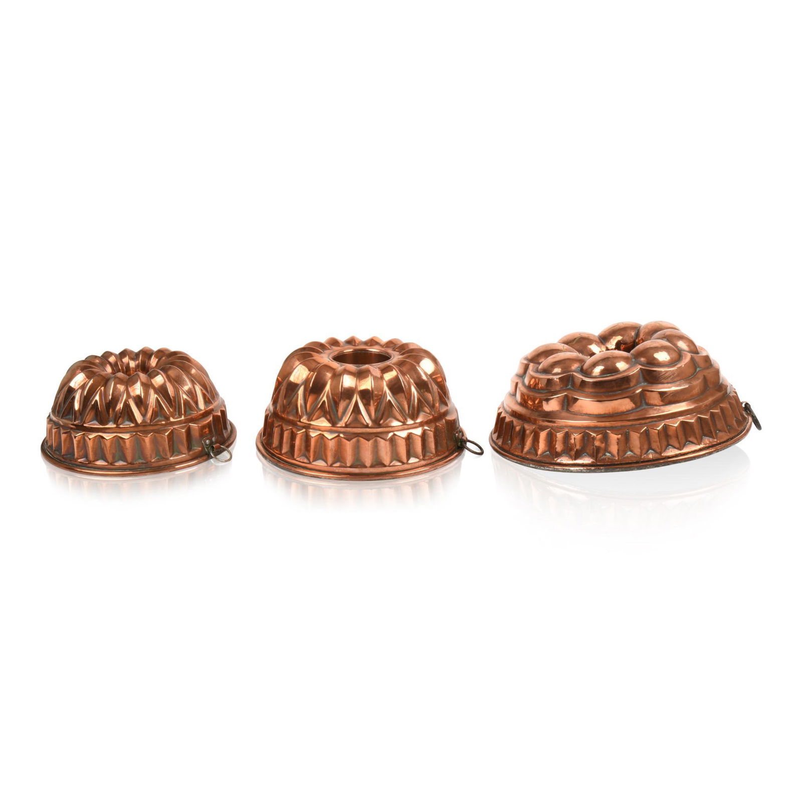 Three 19th Century Copper Bundt Molds (1 of 4)