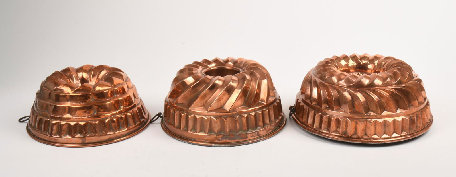Three 19th Century Copper Bundt Molds (1 of 4)