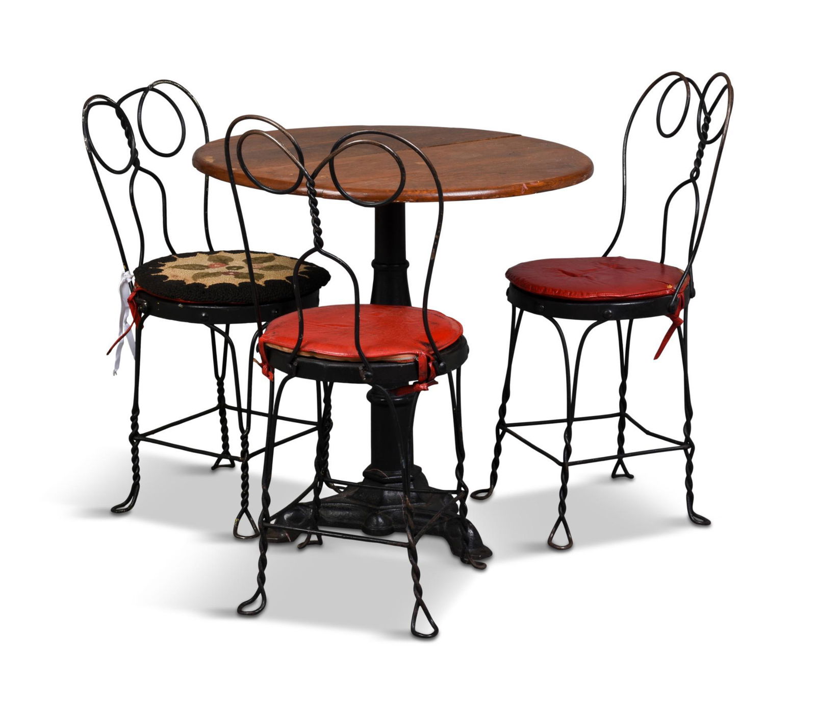 Ice Cream Parlor Table and Three Chairs. (1 of 2)