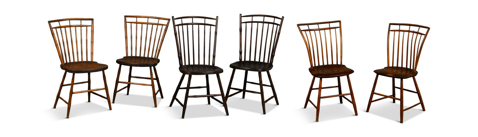 Assembled Set of Six Bamboo Turned Side Chairs. (1 of 5)
