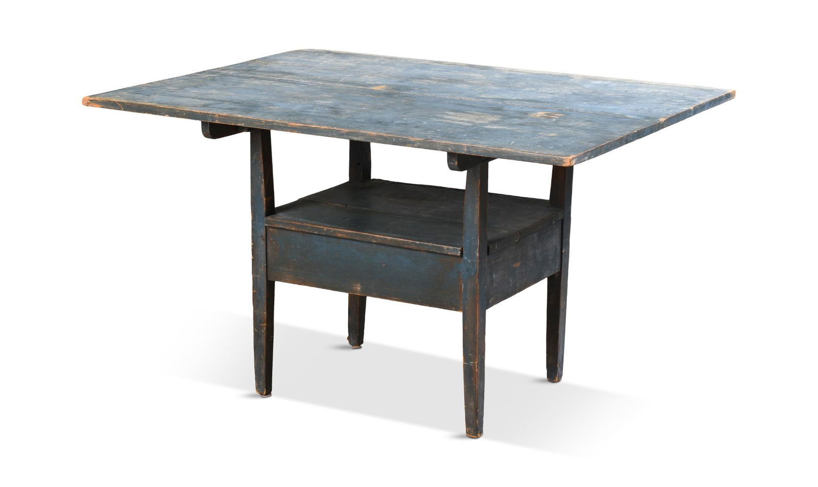 New England Pine Hutch Table in Blue Paint. (1 of 3)