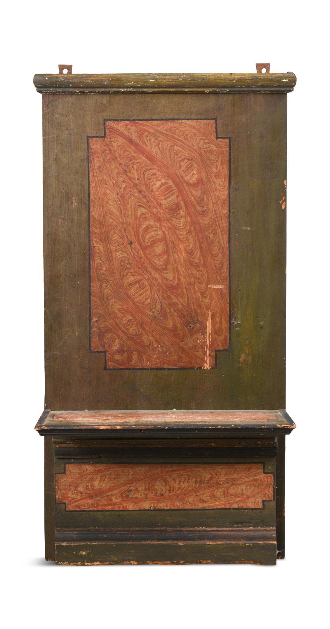 Grain Painted Shelf.: Made from antique furniture parts, 40 x 21 inches, shelf 7.75 inches deep.