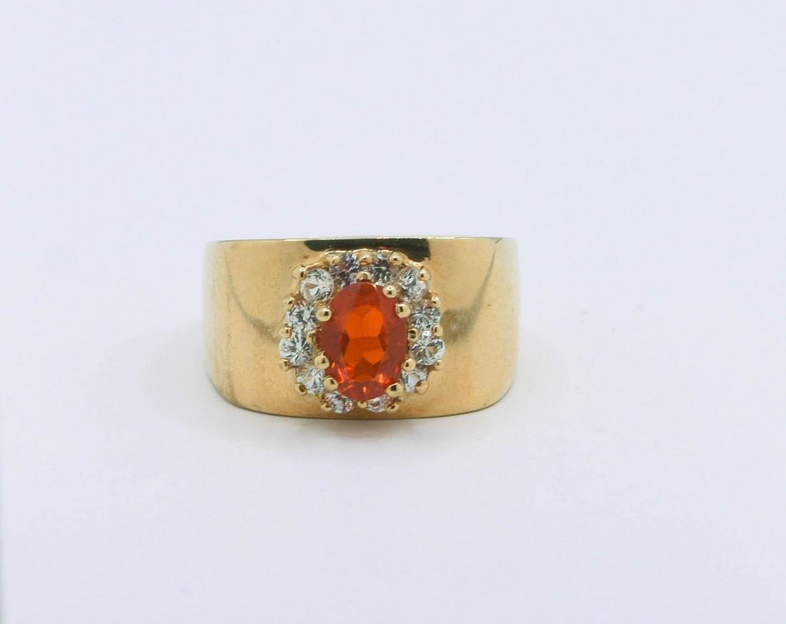 14K Yellow Gold Fire Opal & White Topaz Accent Ring (1 of 1)