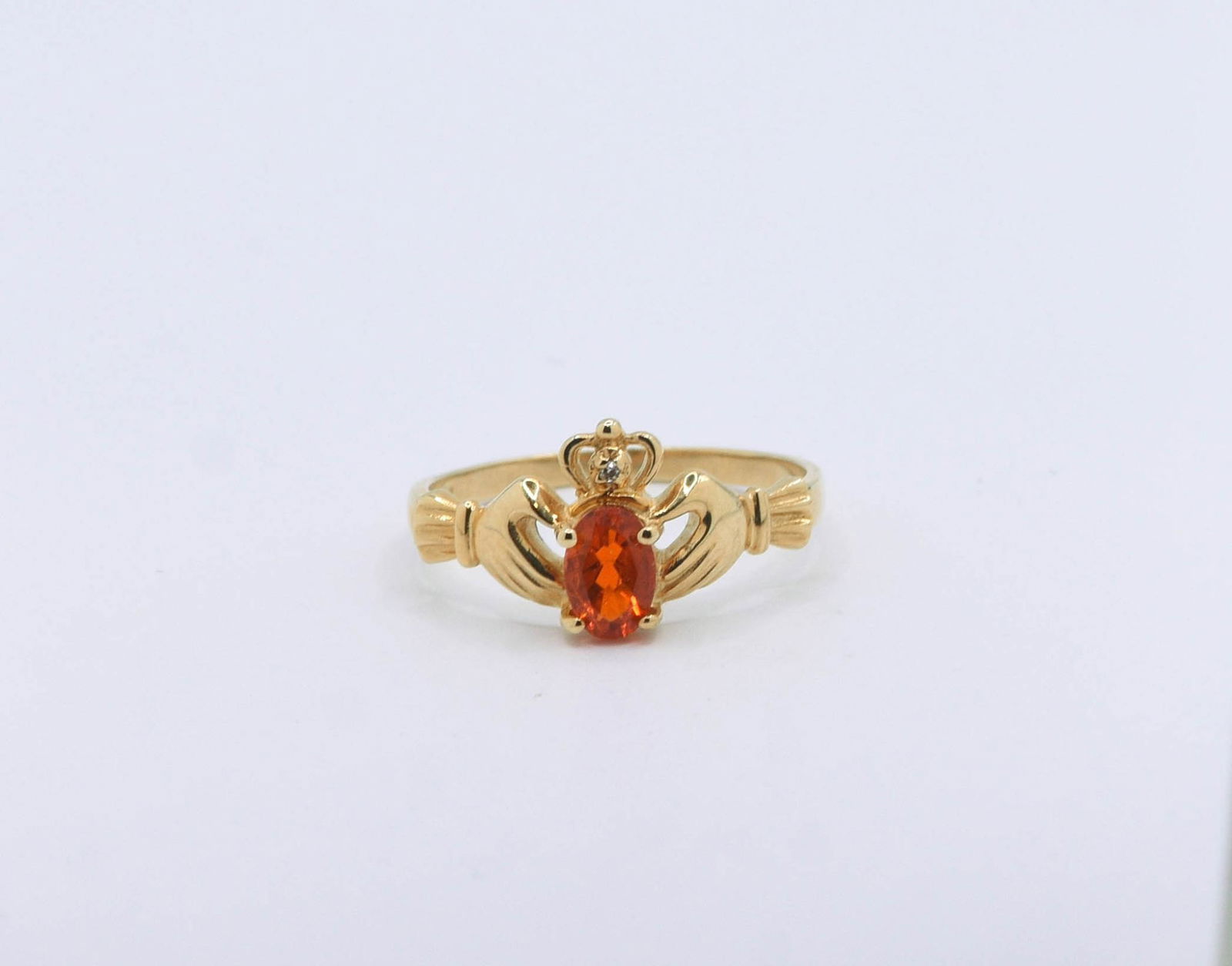 14K Yellow Gold Fire Opal Claddagh Ring (1 of 1)