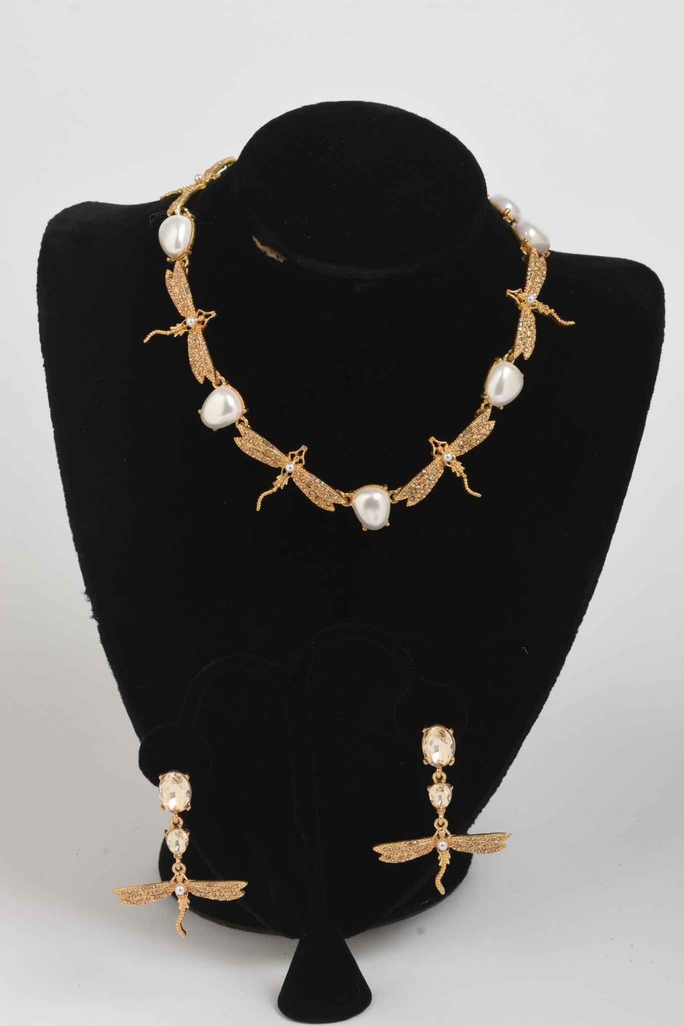 Oscar De La Renta Dragonfly Necklace & Earrings (1 of 2)
