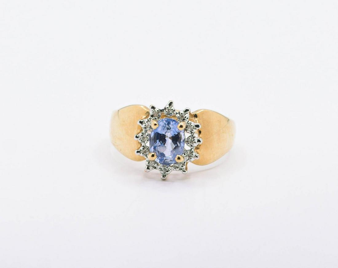 14K Ceylon Sapphire & Diamond Ring (1 of 1)