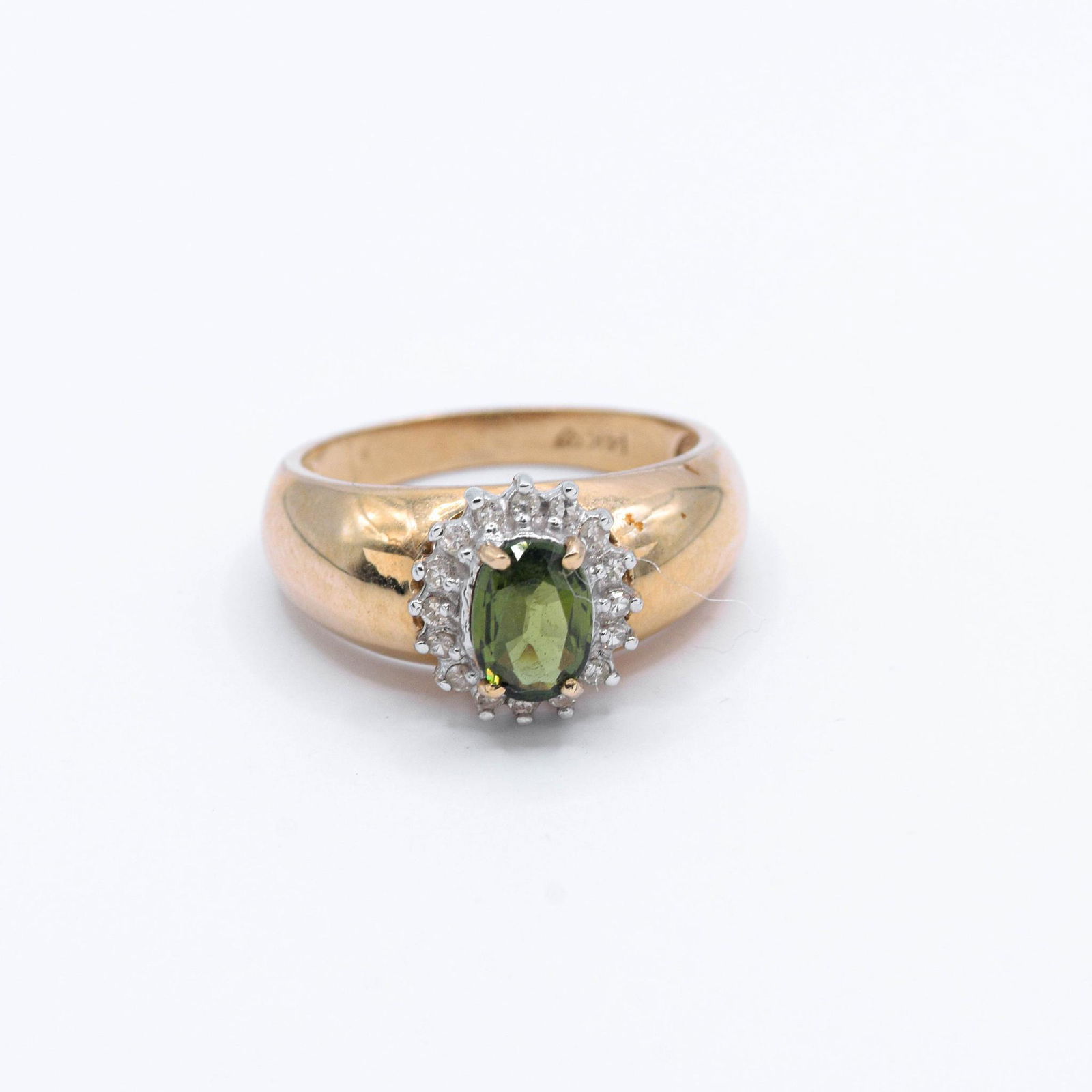 14K Green Sapphire & White Sapphire Ring (1 of 2)