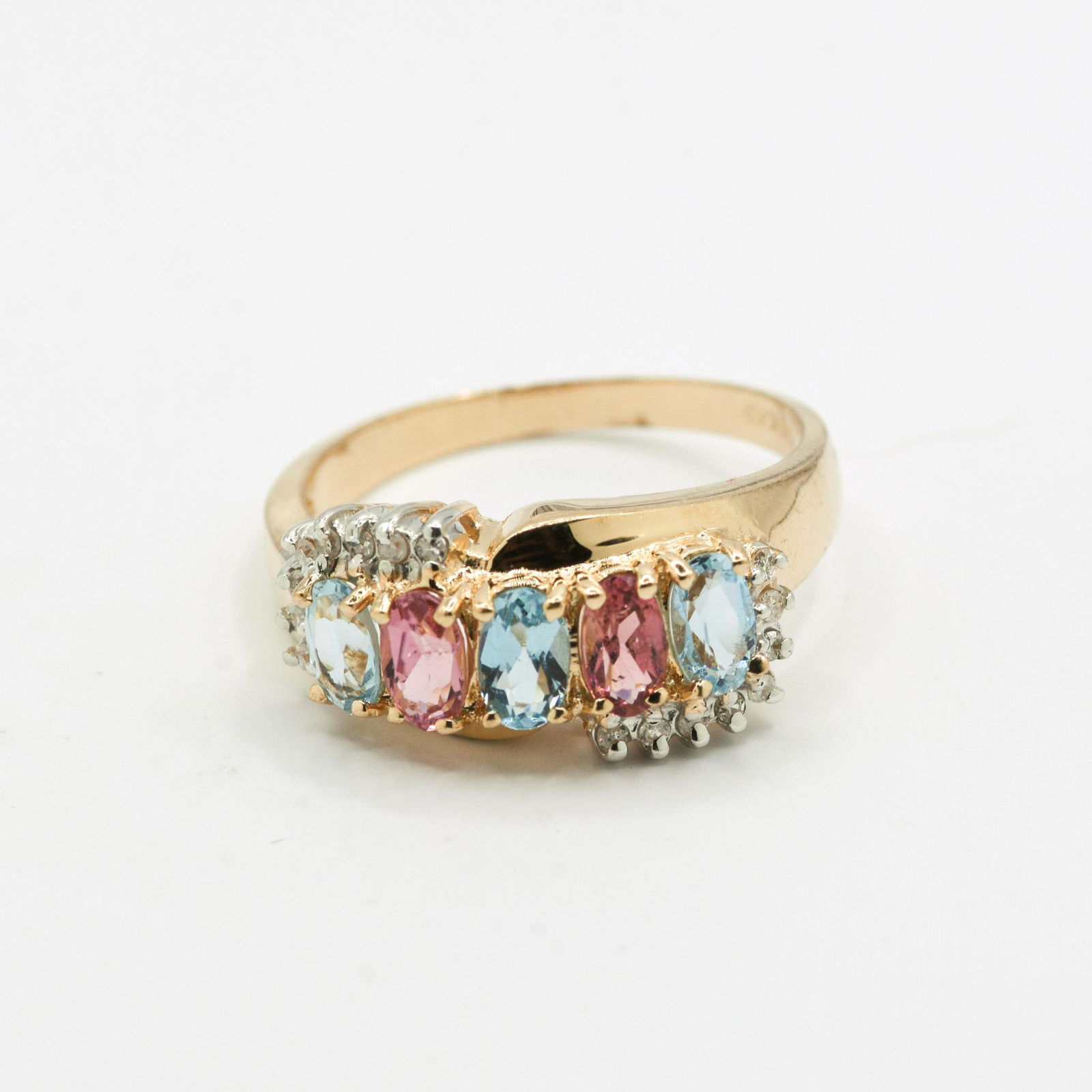 14K Blue & Pink Topaz & Diamond Ring (1 of 1)