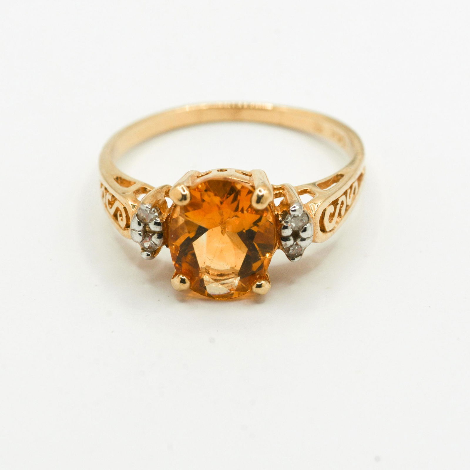 14K Citrine & Diamond Ring (1 of 1)