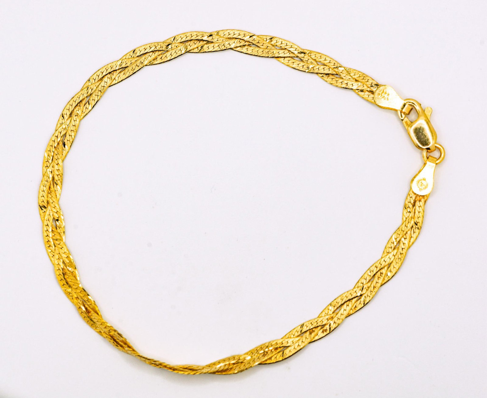 14K Bracelet: 7" Braided Bracelet, 3.2 grams