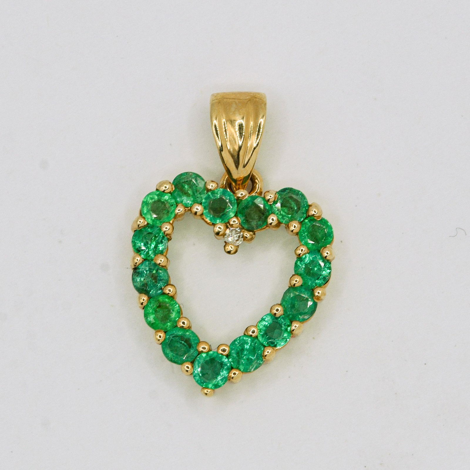 14K Emerald & Diamond Pendant (1 of 1)