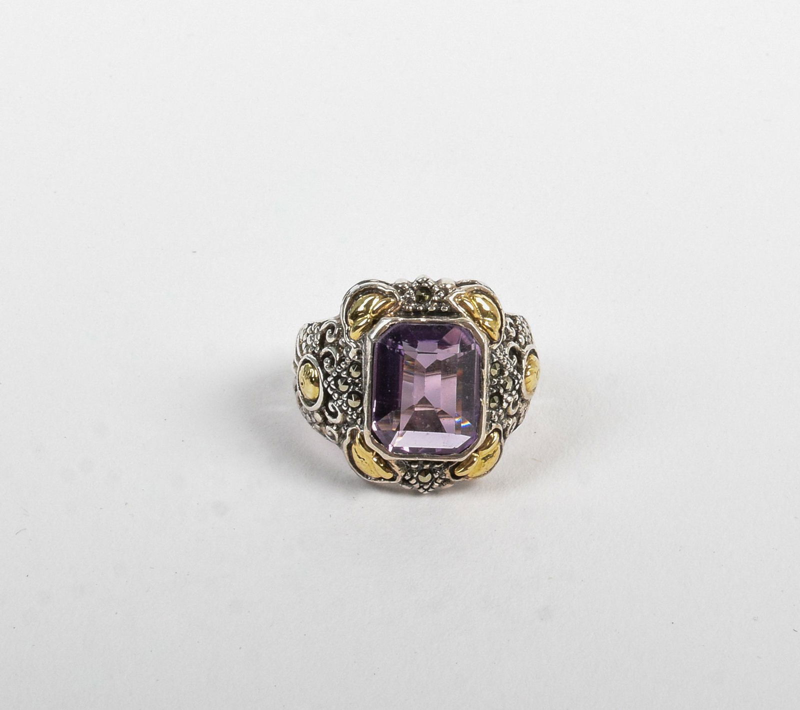 Sterling Silver Amethyst & Marcasite Ring (1 of 2)