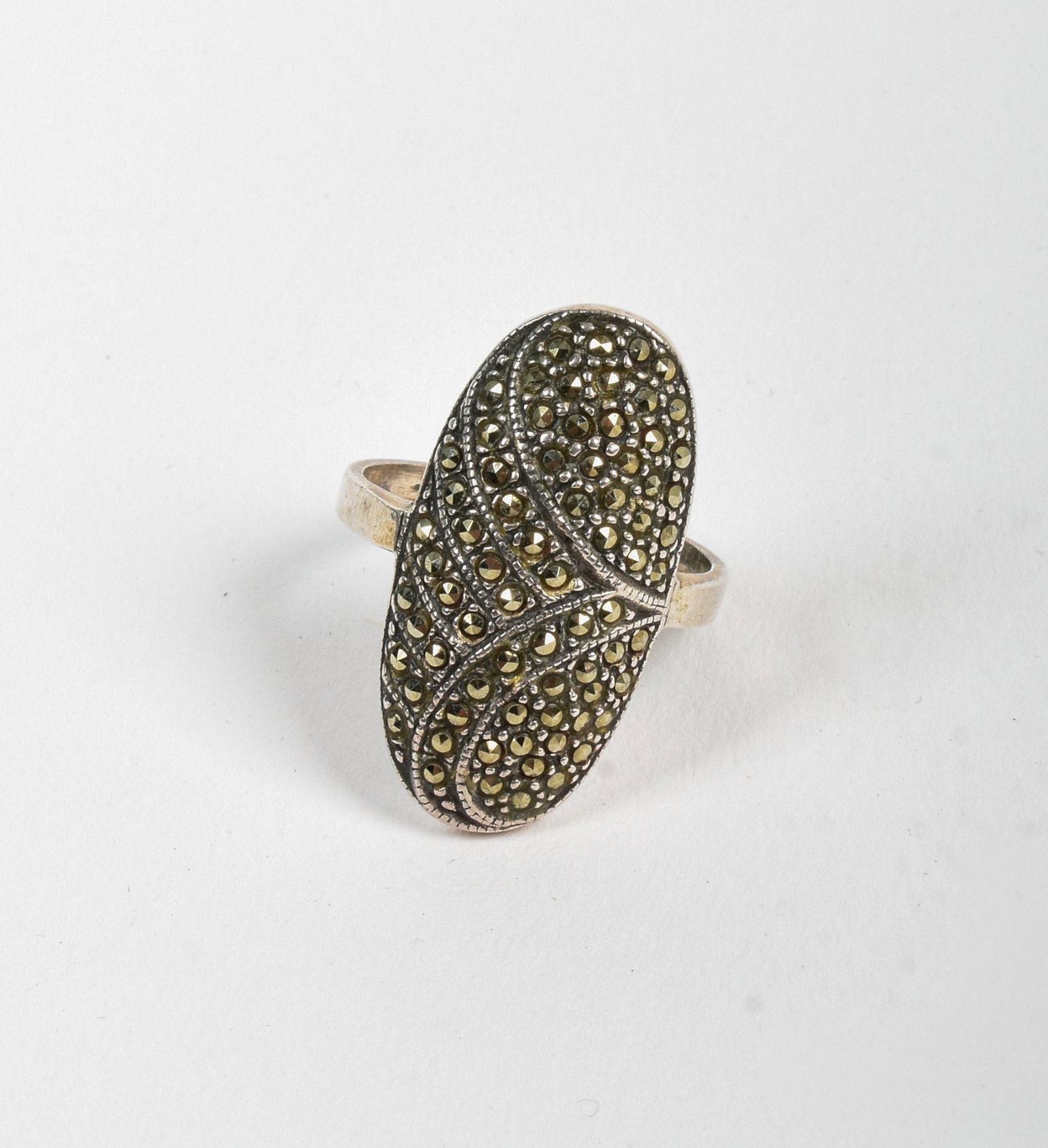 Sterling Silver Marcasite Ring: Marcasite Pave Ring Size 8, 5.1 grams