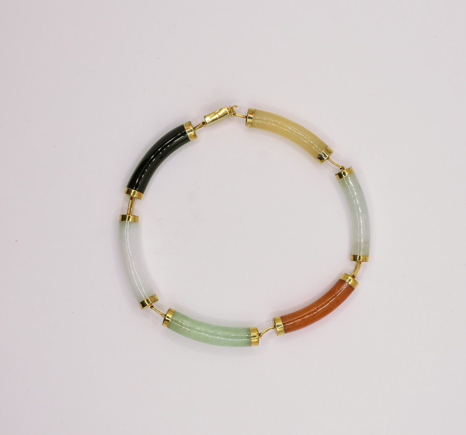 14K 7" Multi Color Jade Bracelet (1 of 1)