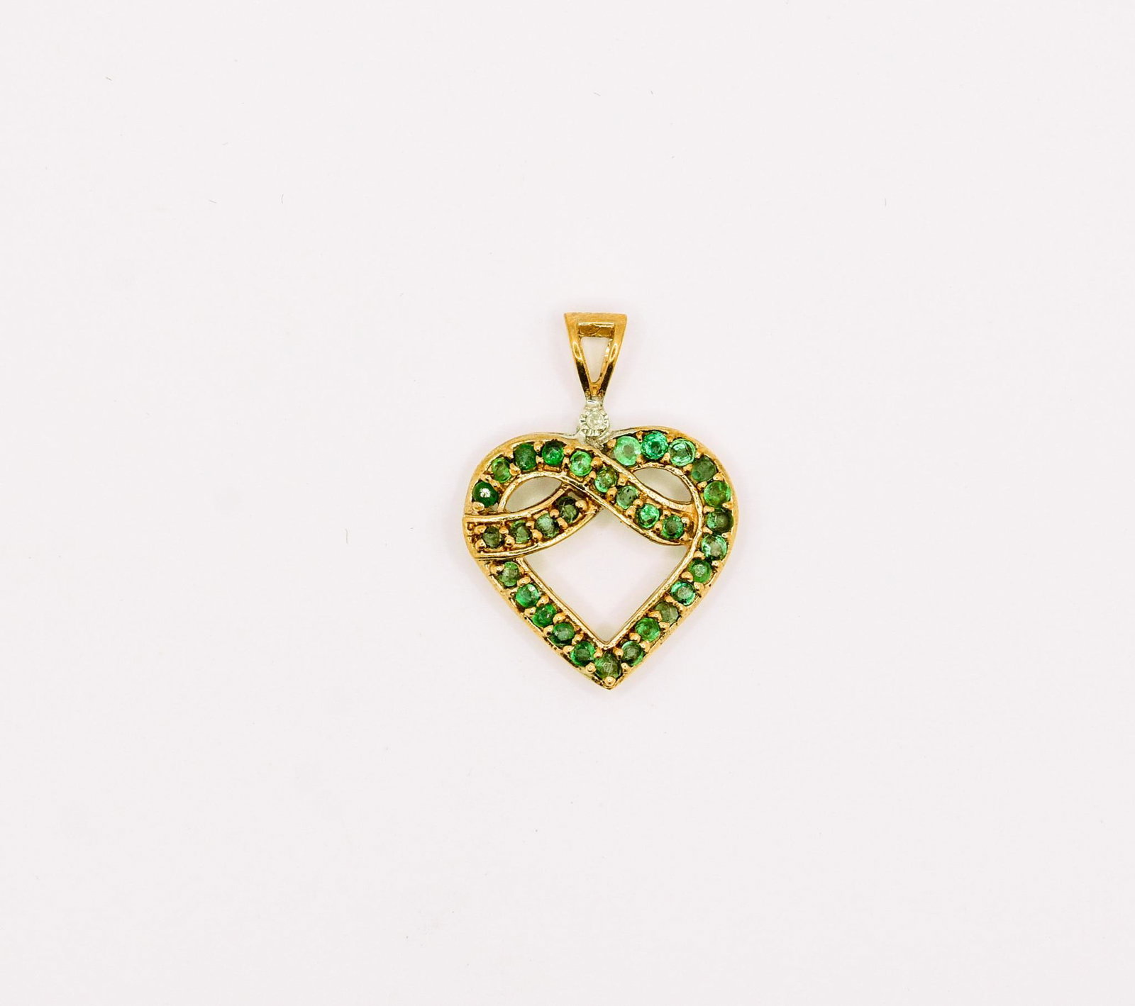 10K Emerald Heart Pendant: 31 Emerald Heart Pendant, 1.9 grams