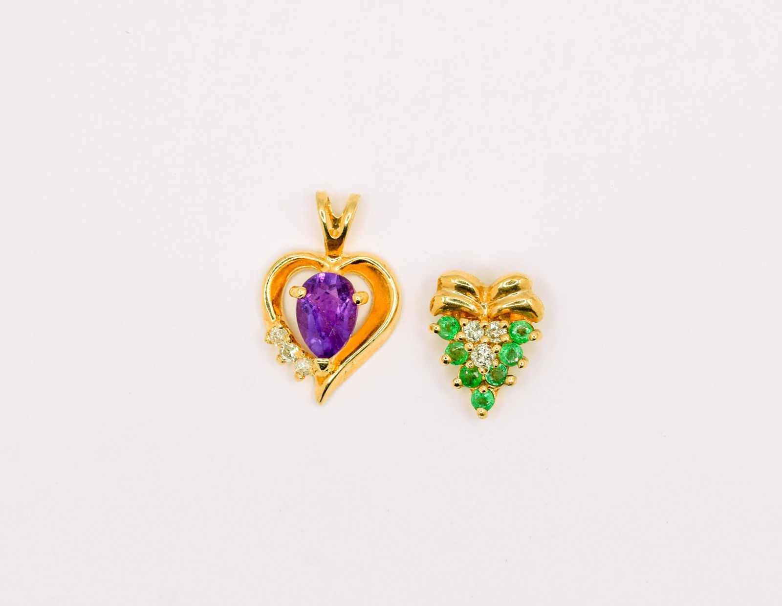 Lot of 2 14K Gemstone Heart Pendants (1 of 1)