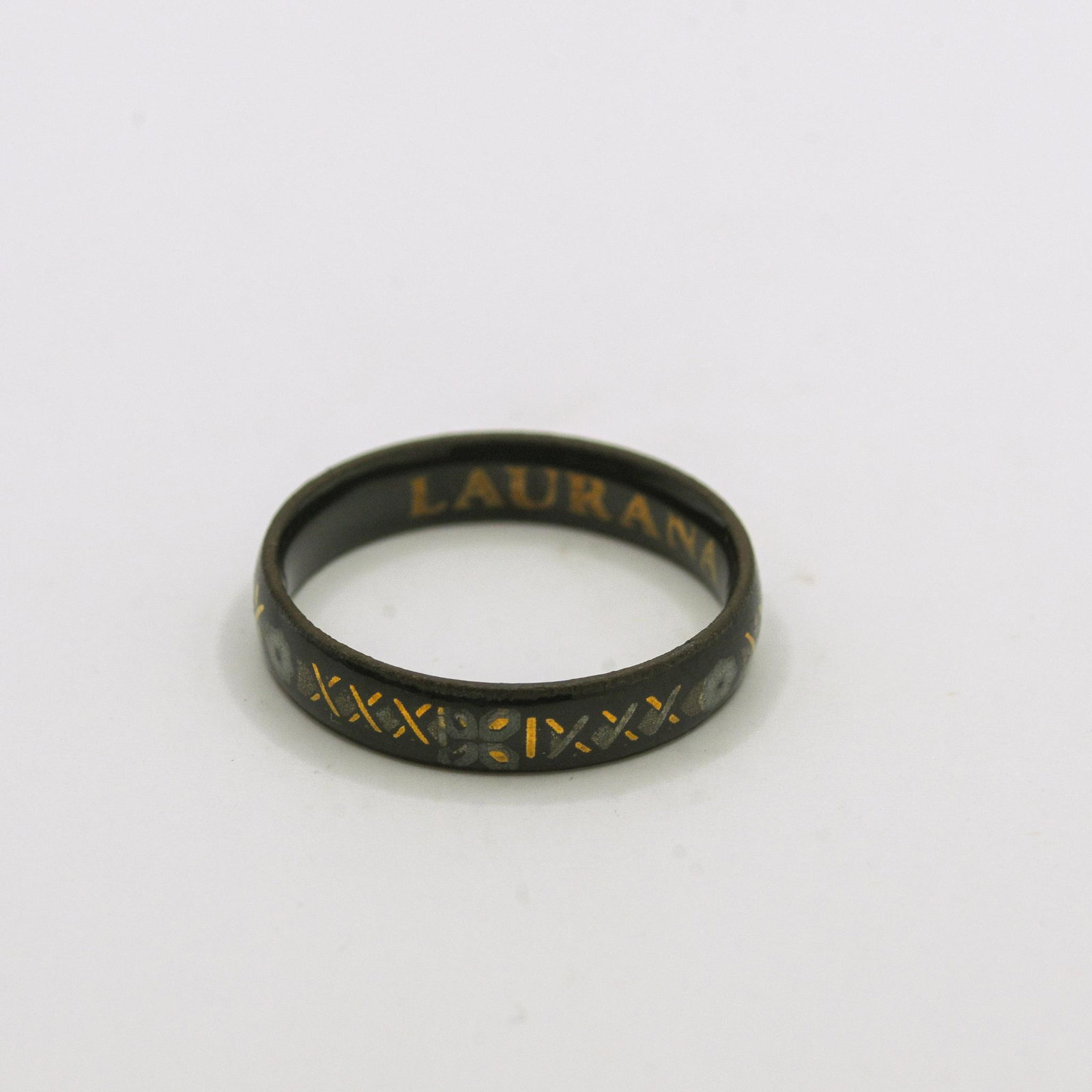 Laurana Ring: Black Enamel Band Size 5.5, 1.0 grams