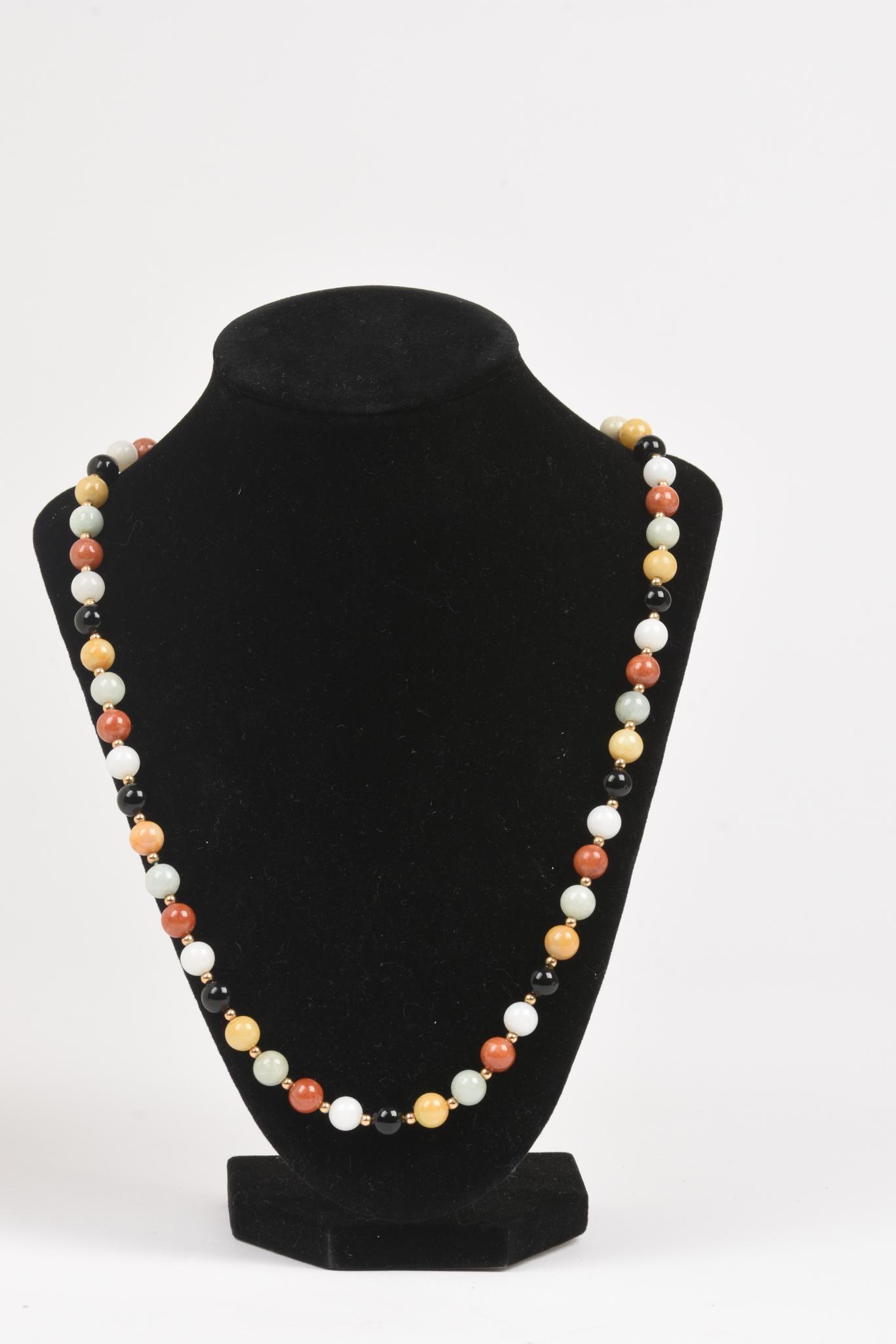 24" Multi-Color Jade & Gold Ball Necklace (1 of 1)