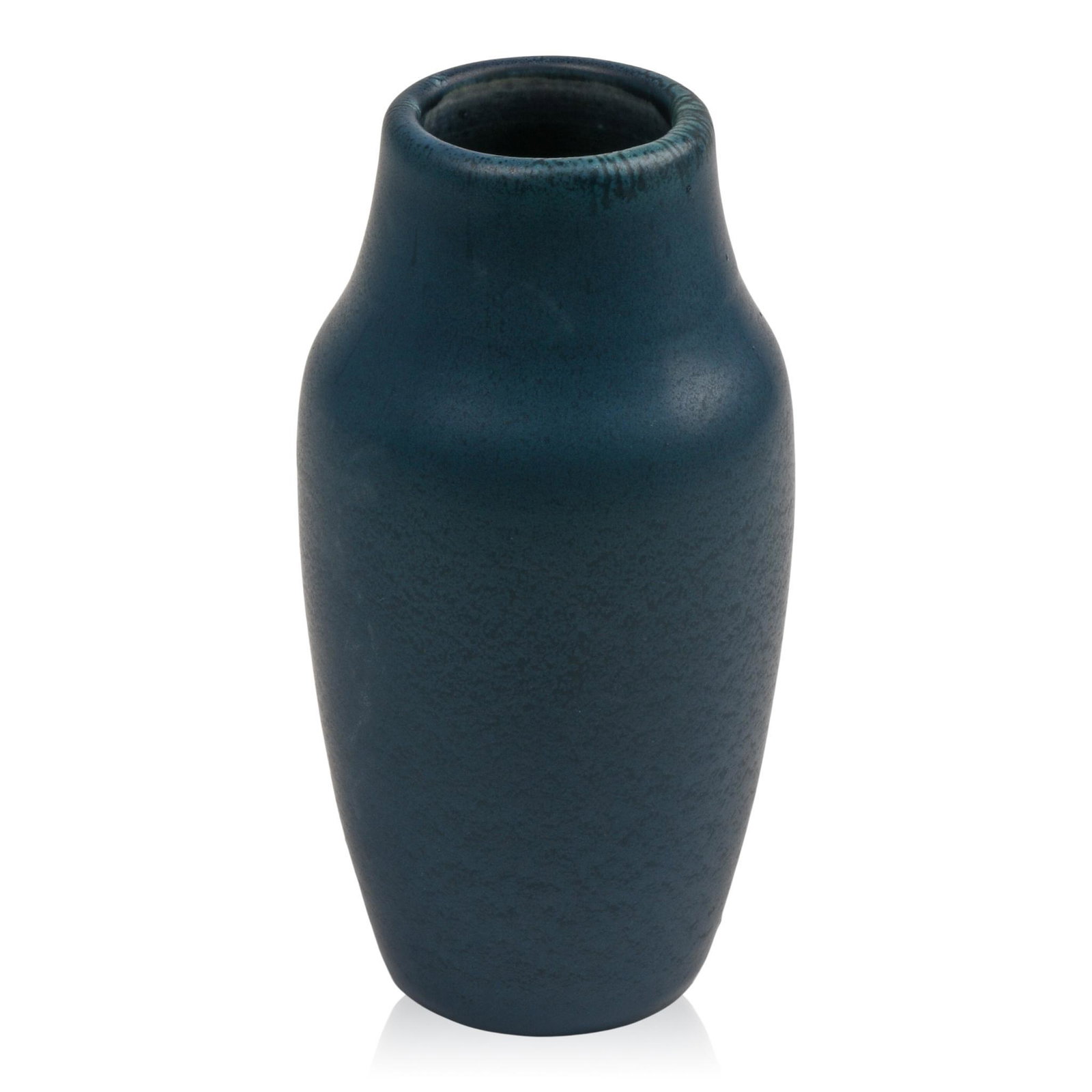 Hampshire Pottery Vase.: Matte blue glaze, c. 1910, shape #113, signed and impressed with circled m mark. Height 7 inches.