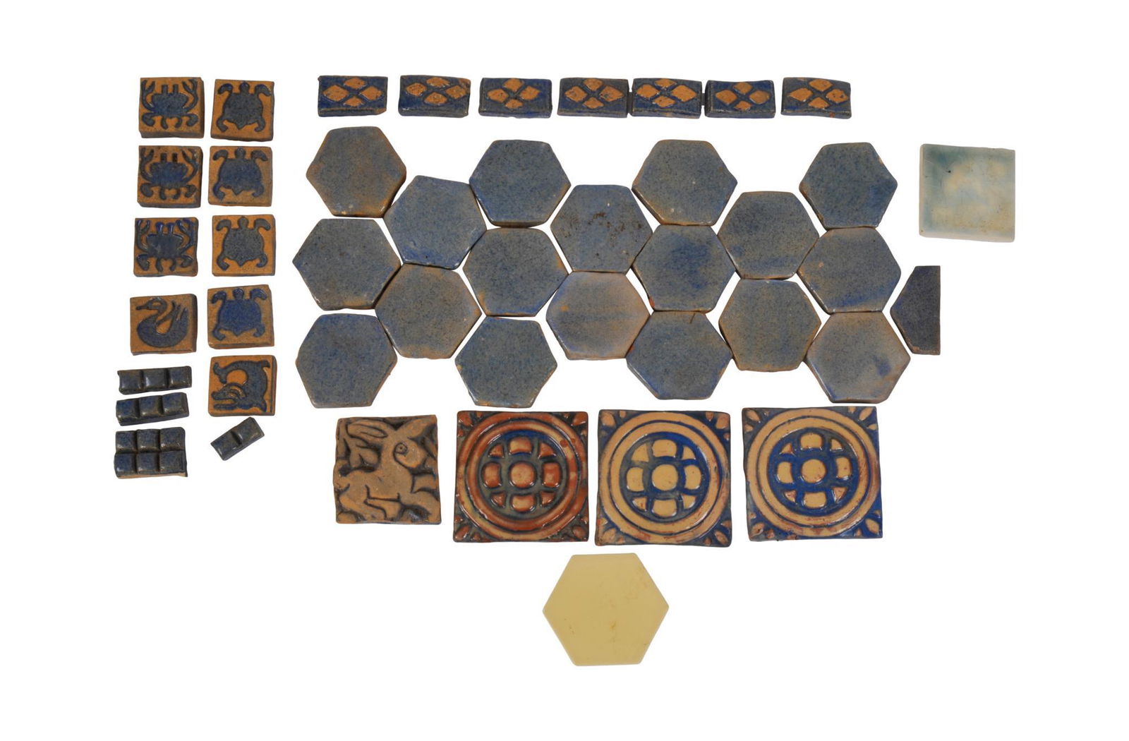 Large Collection of Moravian Pottery Tiles. (1 of 4)