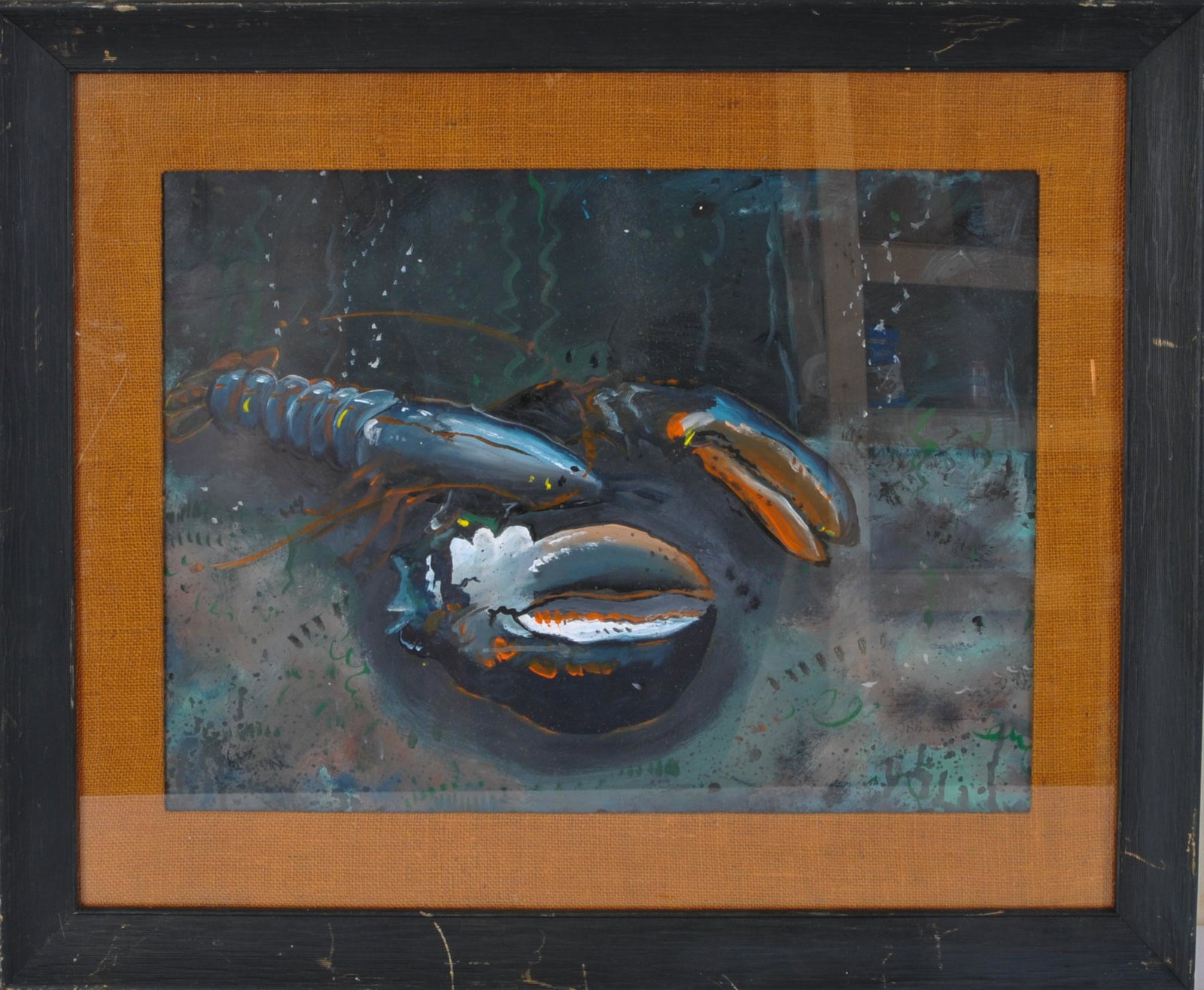 Jeff Barrett. Blue Lobster.: Watercolor and gouache on paper, 18 x 24 inches, sight. Signed and titled on reverse. Framed, 27.5 x 33.5 inches.