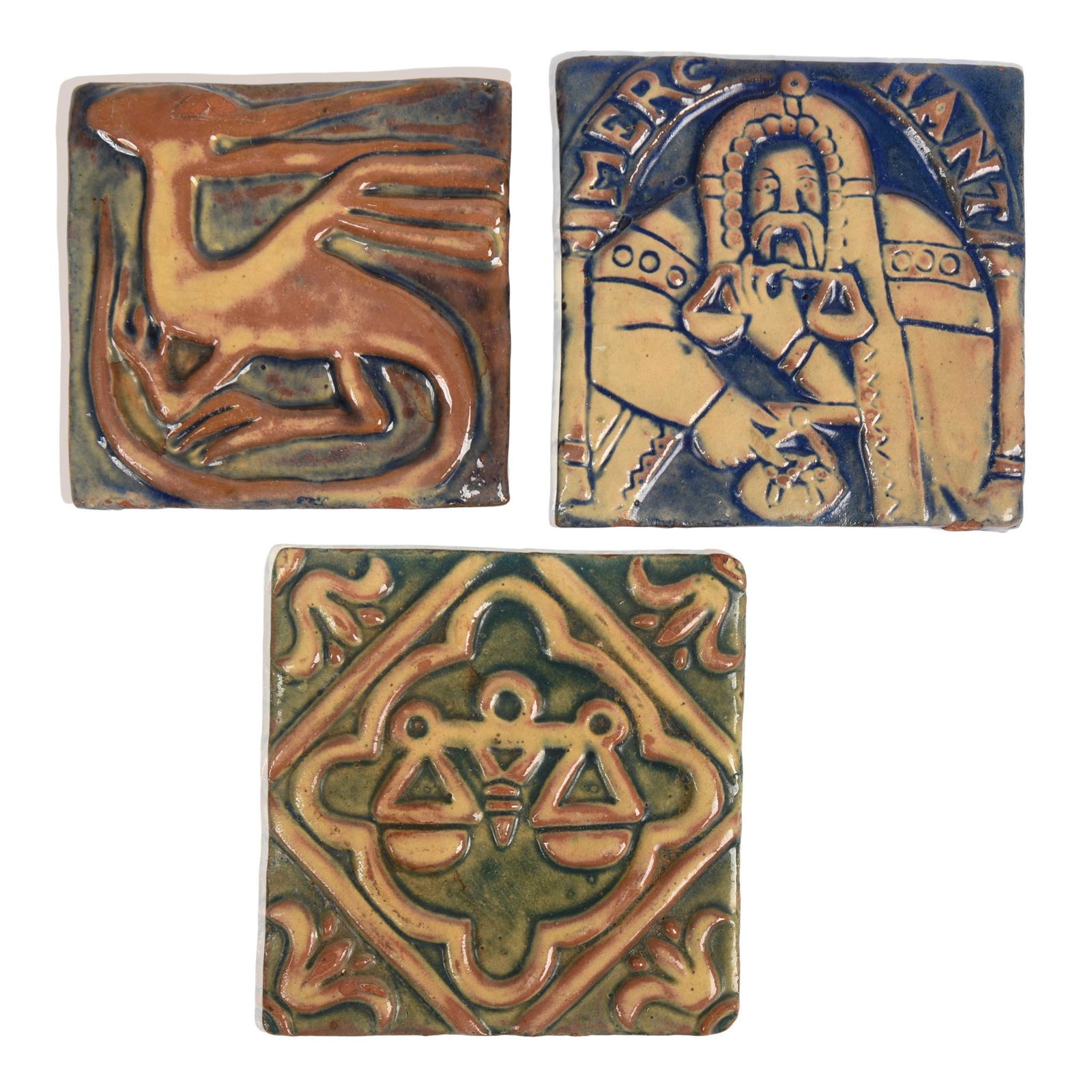 Three Moravian Pottery and Tile Works Tiles (1 of 3)