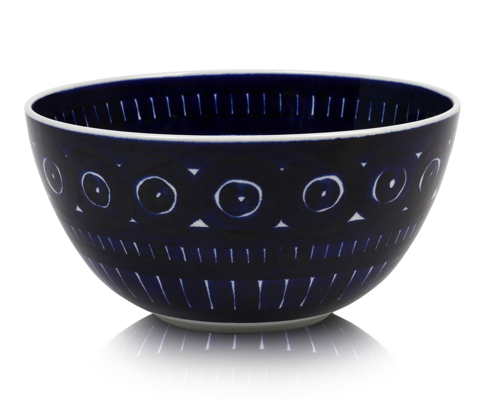 Arabia Valencia Salad Serving Bowl.: Ulla Procope design, Finland, 1960's, signed on bottom. Height 4.25 inches, diameter 8.5 inches.